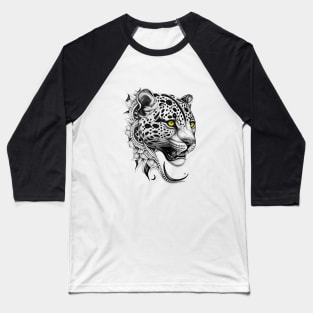 Jaguar Wild Animal Nature Illustration Art Tattoo Baseball T-Shirt